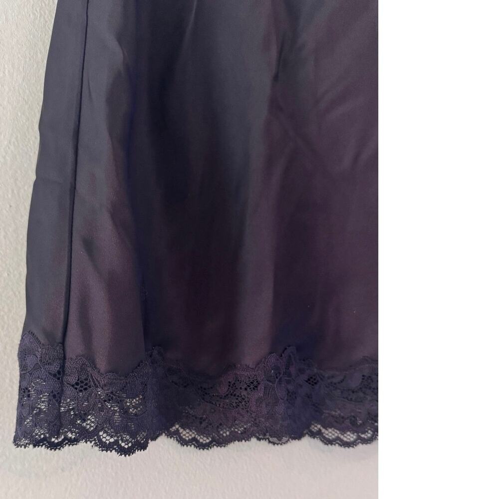 REFORMATION Neera Satin Slip Skirt Size 0 Black Mini Skirt Lace Trimmed Sexy EUC - Picture 5 of 6